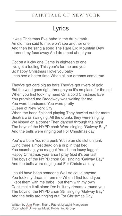 fairytale of new york lyrics deutsch